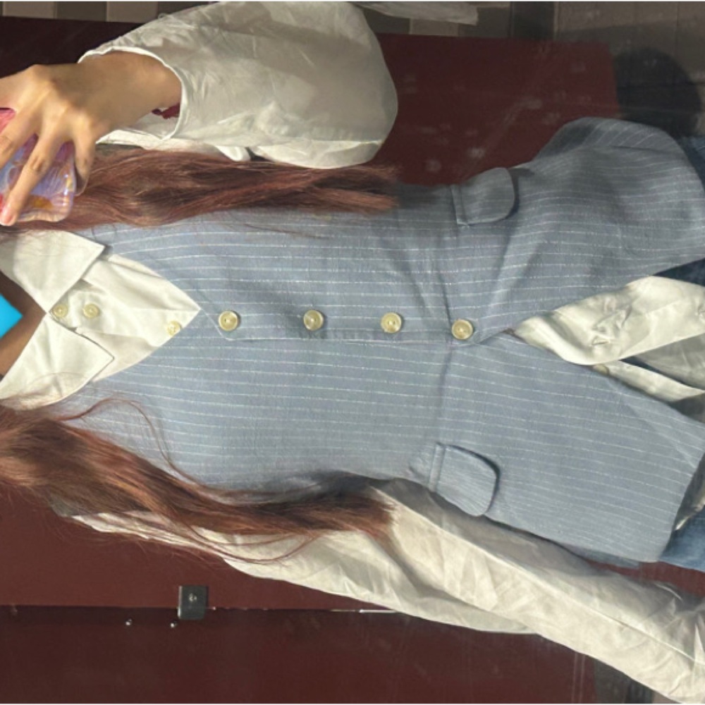 Tailored Pinstripe Vest - Light Blue